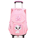 Cartable À Roulettes Chat Rose